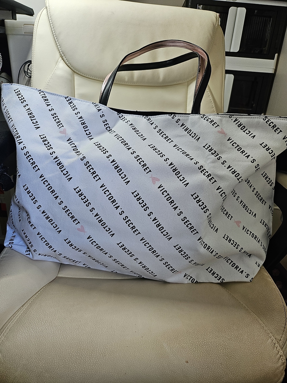 Victoria's Secret White Logo Tote Bag
